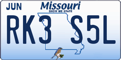 MO license plate RK3S5L