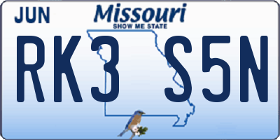 MO license plate RK3S5N