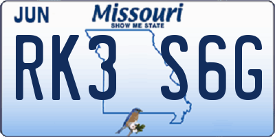 MO license plate RK3S6G