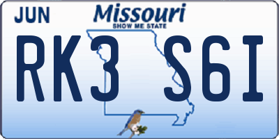 MO license plate RK3S6I