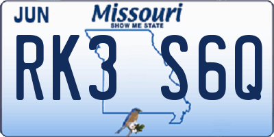 MO license plate RK3S6Q