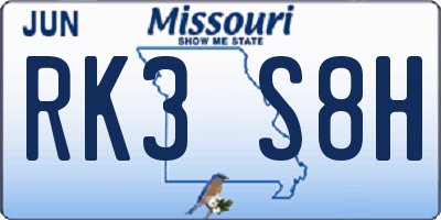 MO license plate RK3S8H