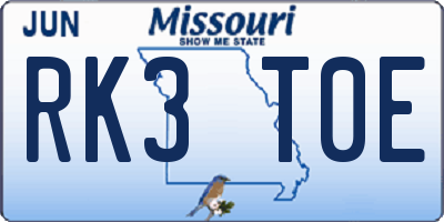 MO license plate RK3T0E