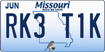 MO license plate RK3T1K