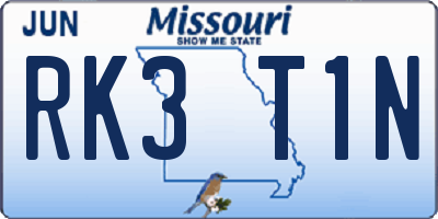MO license plate RK3T1N