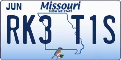 MO license plate RK3T1S