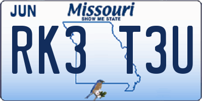 MO license plate RK3T3U