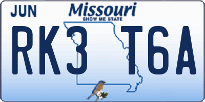 MO license plate RK3T6A