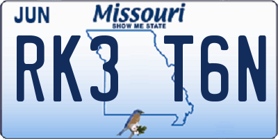 MO license plate RK3T6N