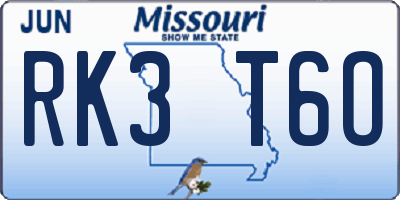 MO license plate RK3T6O