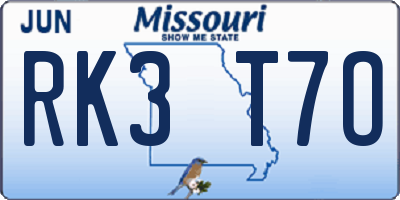 MO license plate RK3T7O