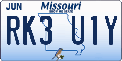 MO license plate RK3U1Y