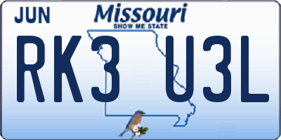 MO license plate RK3U3L