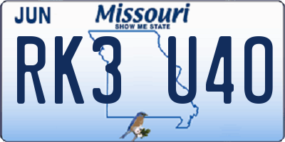 MO license plate RK3U4O