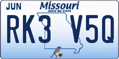 MO license plate RK3V5Q