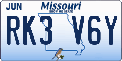 MO license plate RK3V6Y