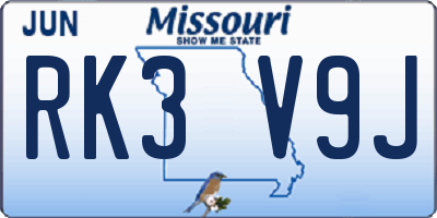 MO license plate RK3V9J
