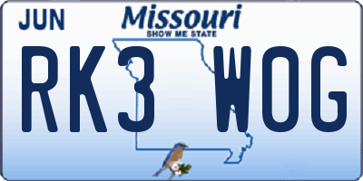 MO license plate RK3W0G