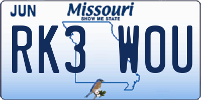 MO license plate RK3W0U