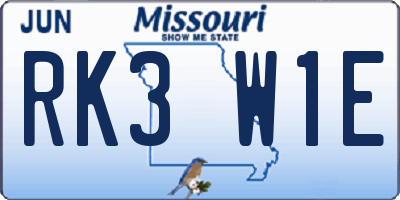 MO license plate RK3W1E