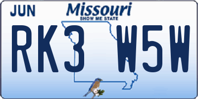 MO license plate RK3W5W