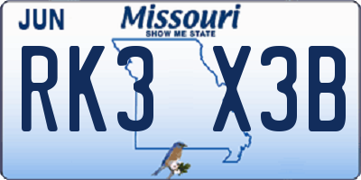 MO license plate RK3X3B