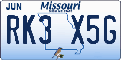 MO license plate RK3X5G