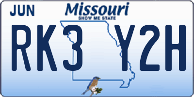 MO license plate RK3Y2H