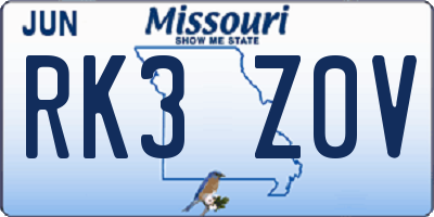 MO license plate RK3Z0V