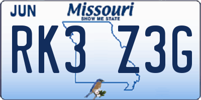 MO license plate RK3Z3G