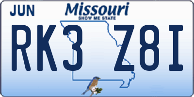 MO license plate RK3Z8I
