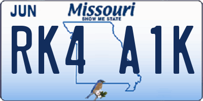 MO license plate RK4A1K