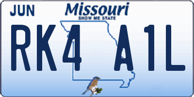 MO license plate RK4A1L