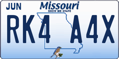 MO license plate RK4A4X