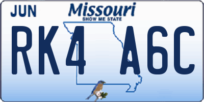MO license plate RK4A6C