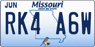 MO license plate RK4A6W