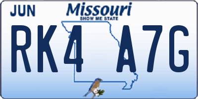 MO license plate RK4A7G
