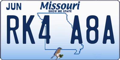 MO license plate RK4A8A