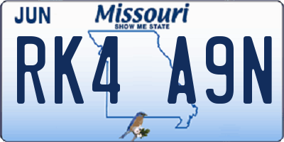 MO license plate RK4A9N
