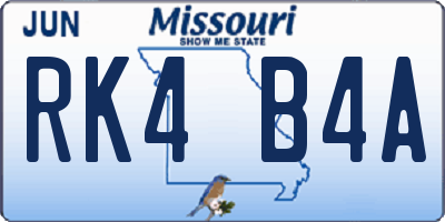 MO license plate RK4B4A
