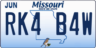 MO license plate RK4B4W