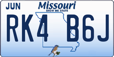 MO license plate RK4B6J