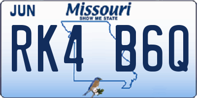 MO license plate RK4B6Q
