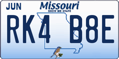 MO license plate RK4B8E