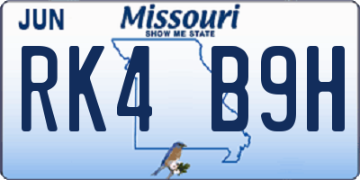 MO license plate RK4B9H