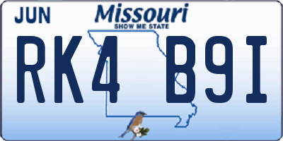 MO license plate RK4B9I