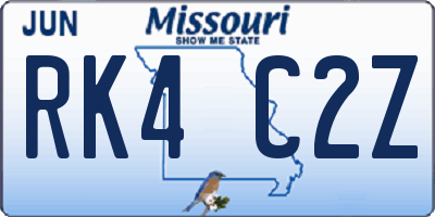 MO license plate RK4C2Z