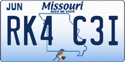 MO license plate RK4C3I
