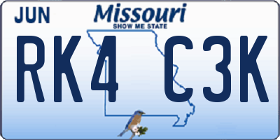 MO license plate RK4C3K