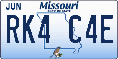 MO license plate RK4C4E